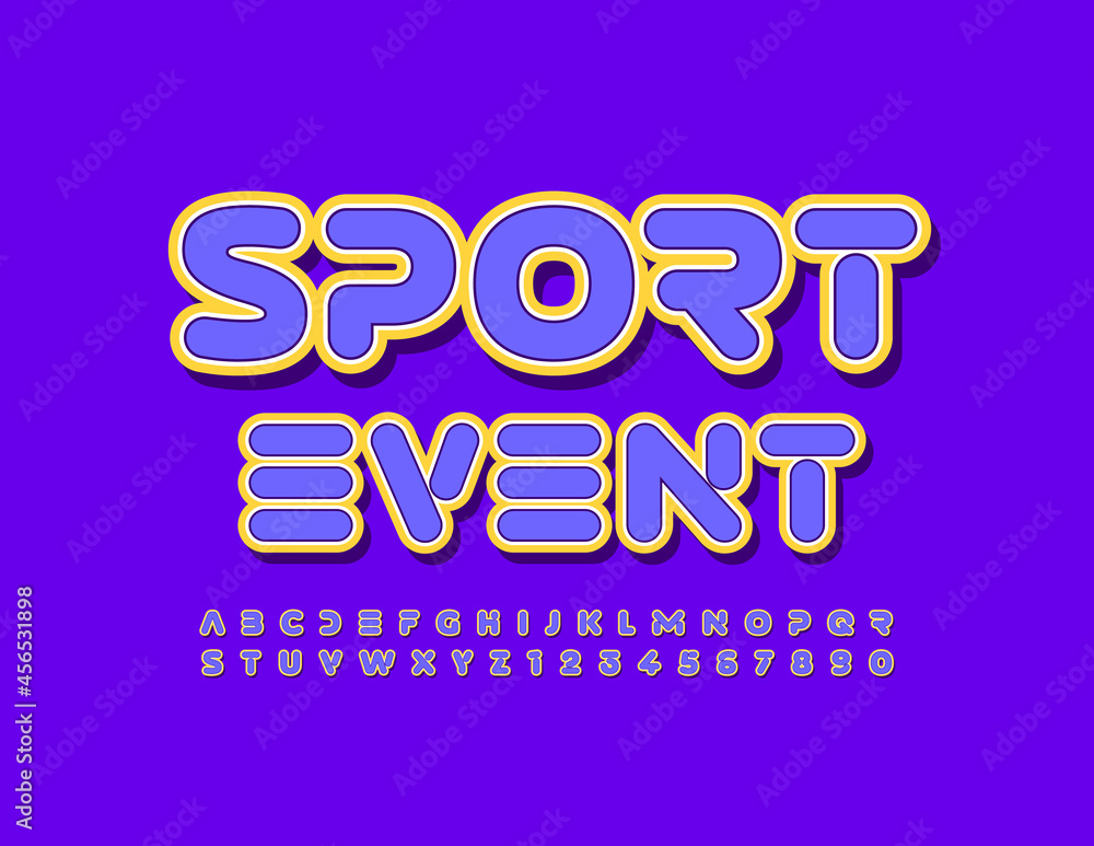 Obraz premium Vector creative sign Sport Event with abstract style Font. Sticker Alphabet Letters and Numbers set