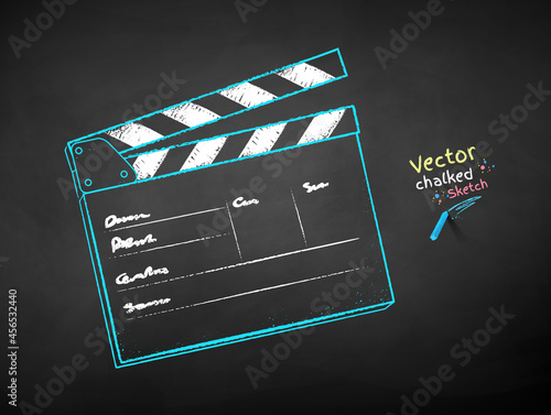 Color chalk drawn illustration of clapperboard