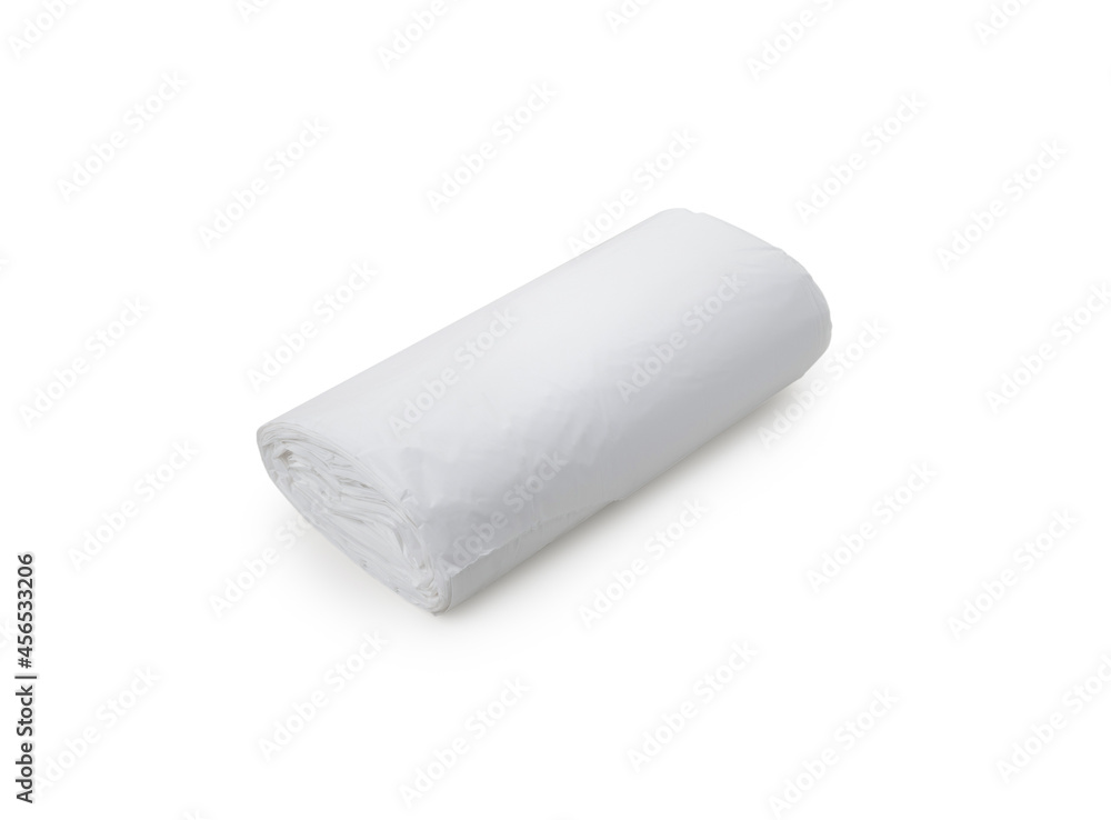 White color roll trash plastic bag on isolated white background White color roll trash plastic bag on isolated white background