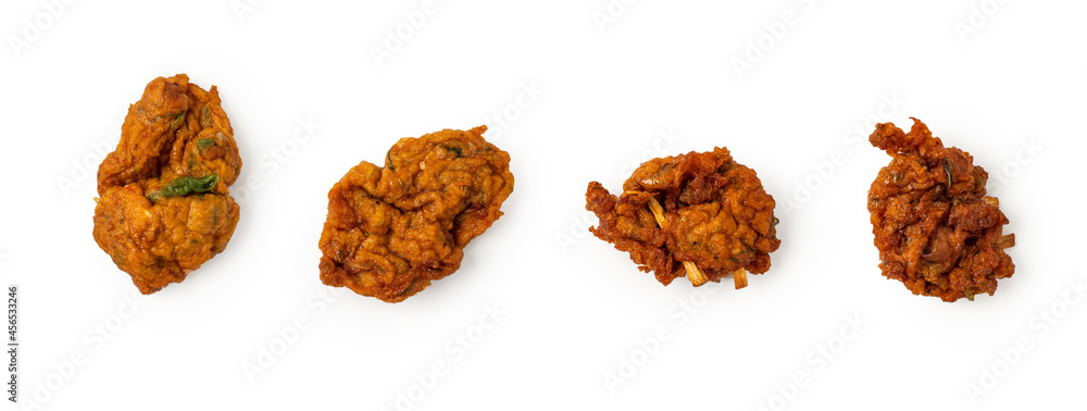 Thai fried fish patty on isolated white background Thai fried fish patty on isolated white background