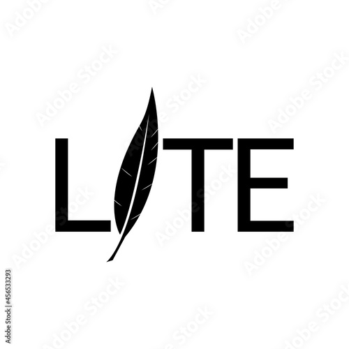 LITE letter with feather logo design vector