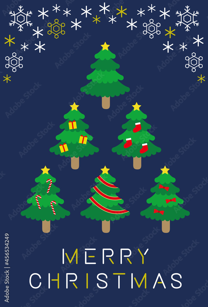 もみの木のツリークリスマスカード素材(青背景) もみの木のツリークリスマスカード素材(青背景)