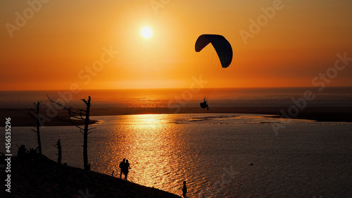 couché du soleil face au blanc d'arguin et la dune du pilat 