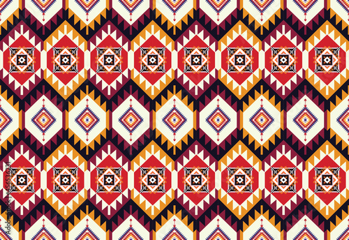 Ikat geometric folklore ornament. Tribal ethnic vector texture.for background,fabric,wrapping,clothing,wallpaper,Batik,carpet,embroidery style .Vector EPS 10.