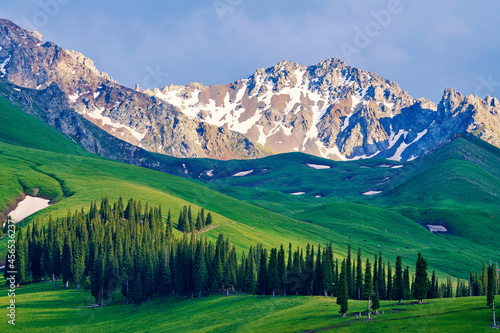 The snow mountains landscape in Nalati scenic spot Xinjiang Uygur Autonomous Region, China. photo