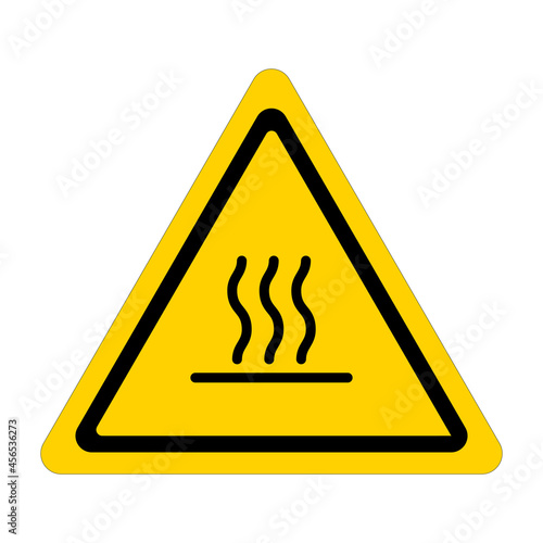 triangular sign danger hot surfaces inside avoid contact burn
