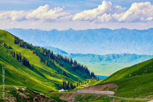 The beautiful scenic of  high mountain meadow in Nalati scenic spot,  Xinjiang Uygur Autonomous Region, China. photo