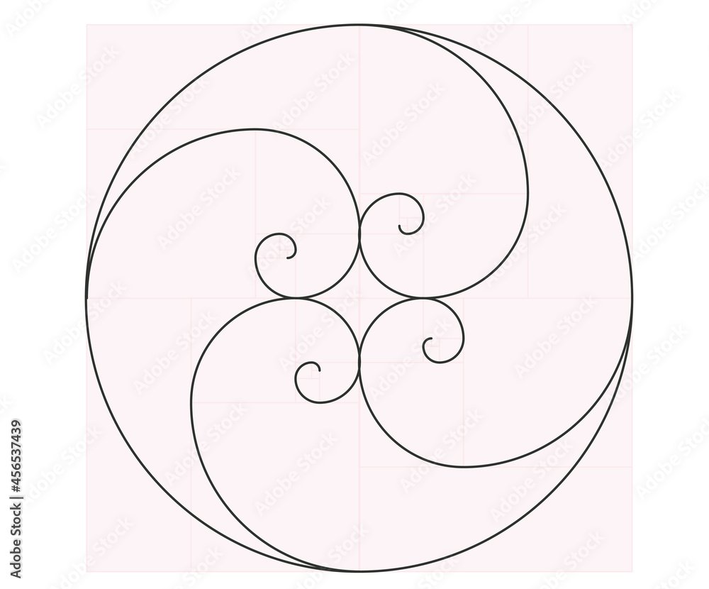 Fibonacci spiral math. vector illustration Fibonacci spiral math. vector illustration