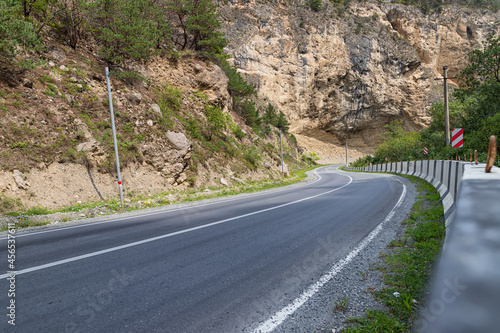 An asphalt road in a mountainous area