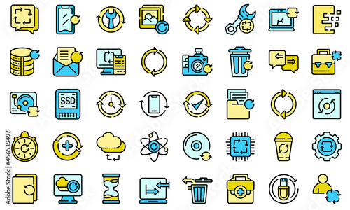 Regeneration icons set. Outline set of regeneration vector icons thin line color flat isolated on white