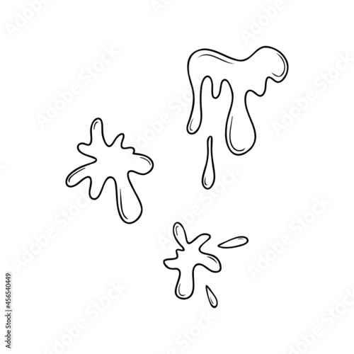 Set of hand drawn paint blots, drops isolated on a white background. Doodle, simple outline illustration. It can be used for decoration of textile, paper.