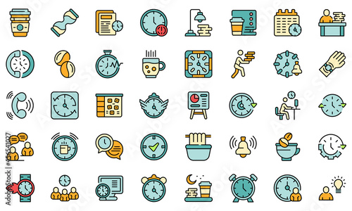 Late work icon. Outline late work vector icon thin line color flat isolated on white