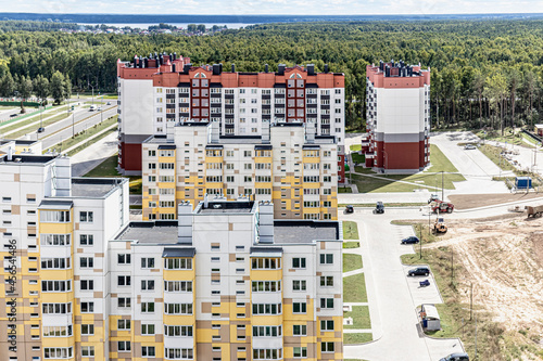 Modern multi-storey residential area. Mortgage lending for a young family. Belarus. Soligorsk.