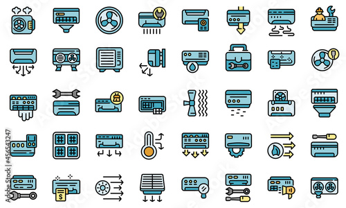 Repair air conditioner icon. Outline repair air conditioner vector icon thin line color flat isolated on white