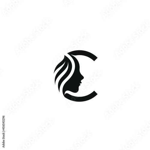 Letter C With Beautiful Women's Faces, Beauty Logo Design Salon SPA Cosmetics Abstract