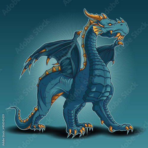 Blue dragon, Ice dragon vector illustrations