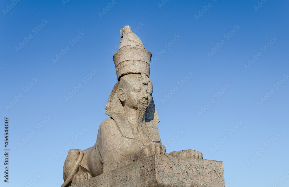 The ancient figure of the Sphinx on the embankment of St. Petersburg