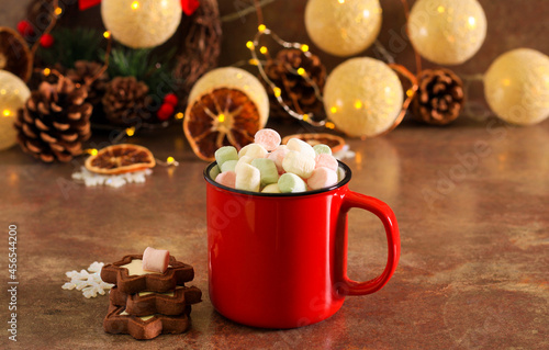 Hot chocolate drink with marshmallow