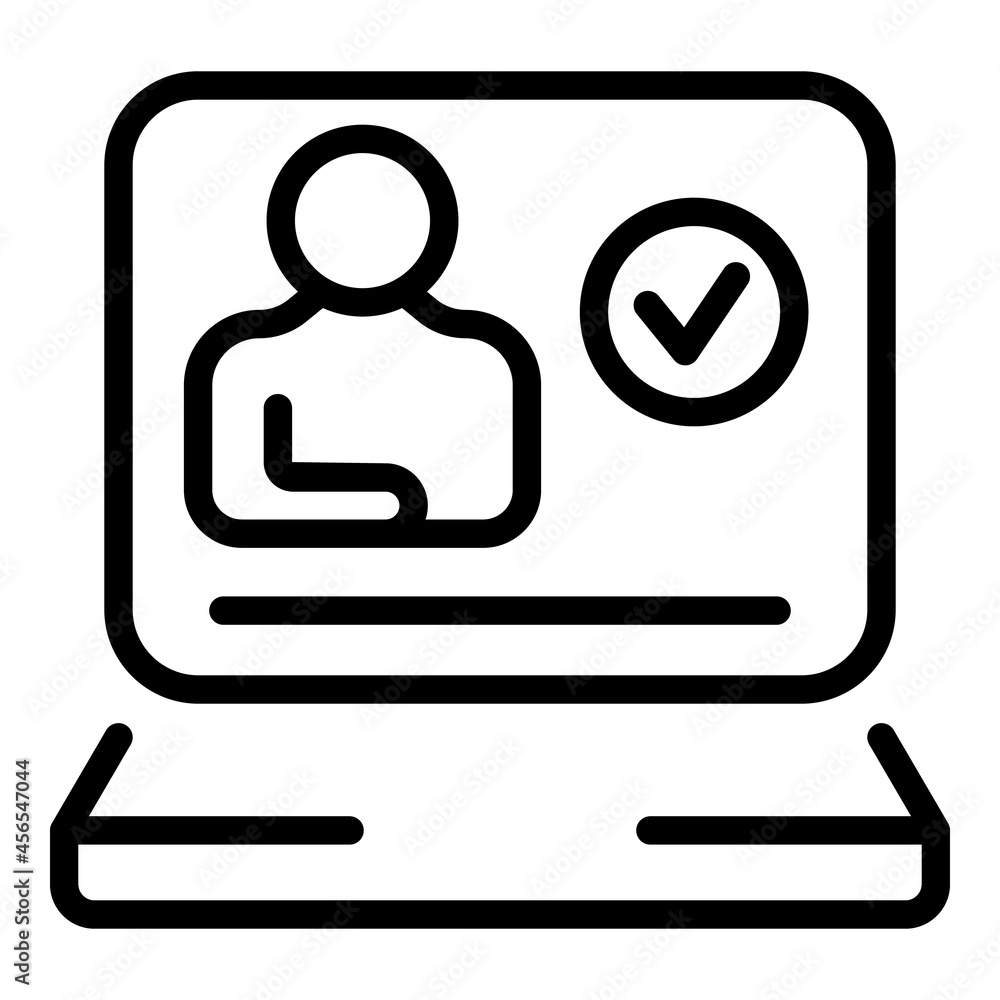 Laptop conference icon outline vector. Video online. Screen webinar Laptop conference icon outline vector. Video online. Screen webinar