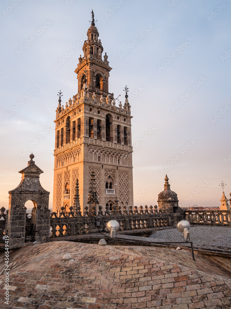 Details of the Sevilla Cathedral roof at sunset