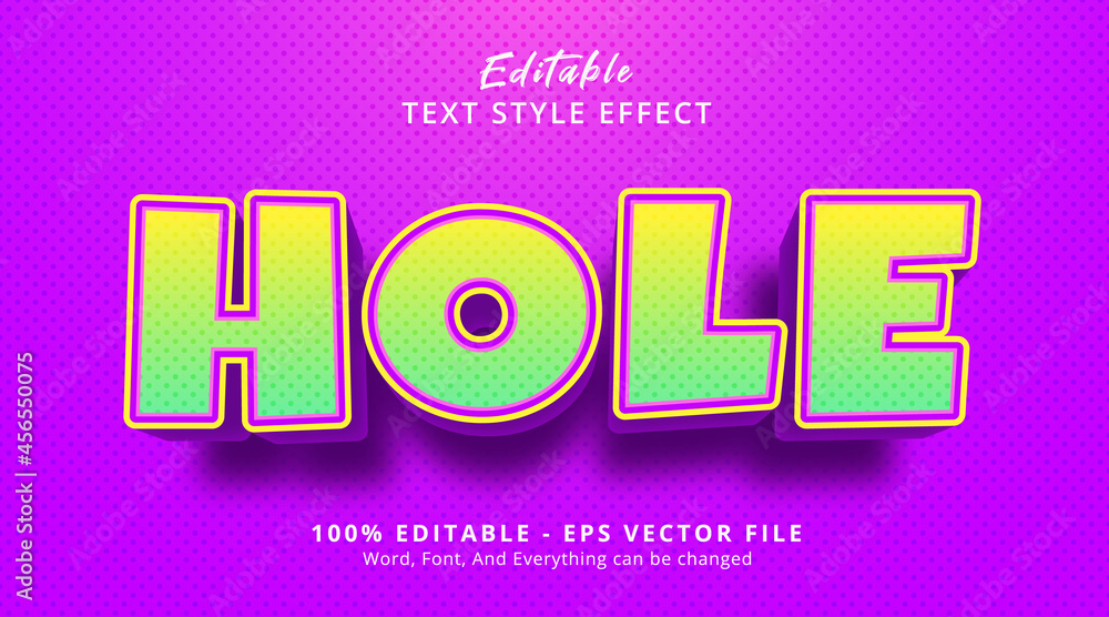 Editable text effect, Hole text on cartoon headline text style Stock ...