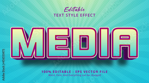 Media text on light color combination style, editable text effect