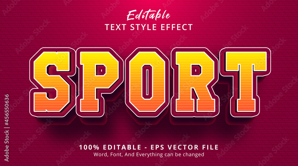 Editable text effect, Sport text on cool red color style effect