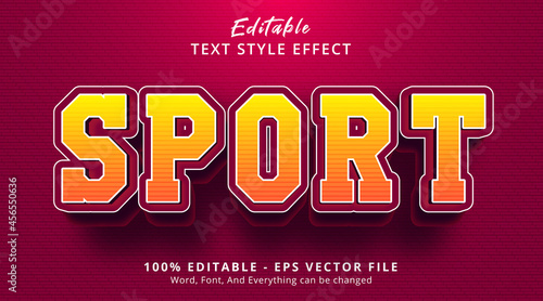 Editable text effect, Sport text on cool red color style effect