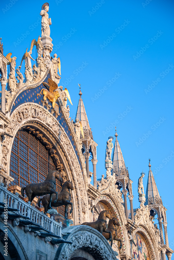 View of the San Marco basilica roof at sunset