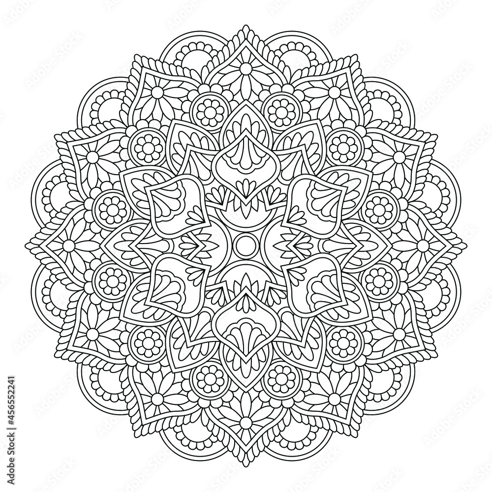 Vector black mandala isolated on white background. Pattern for design and coloring pages Vector black mandala isolated on white background. Pattern for design and coloring pages