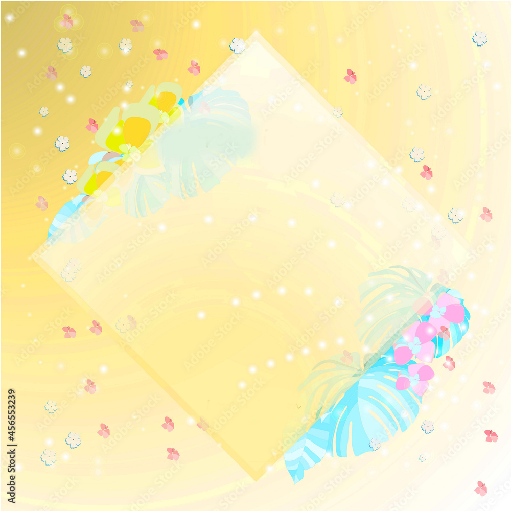 Floral banner with exotic flowers and place for text. Vector illustration Floral banner with exotic flowers and place for text. Vector illustration