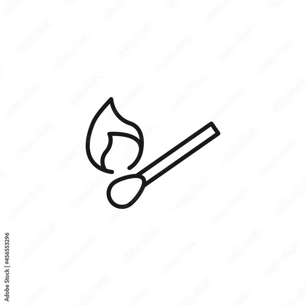 Editable stroke. Vector line icon of flaming match Editable stroke. Vector line icon of flaming match