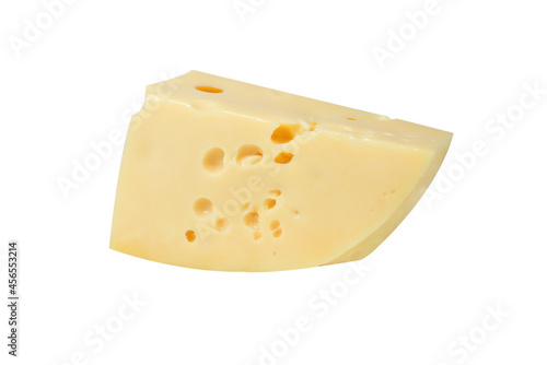 Maasdam cheese on an isolated white background.