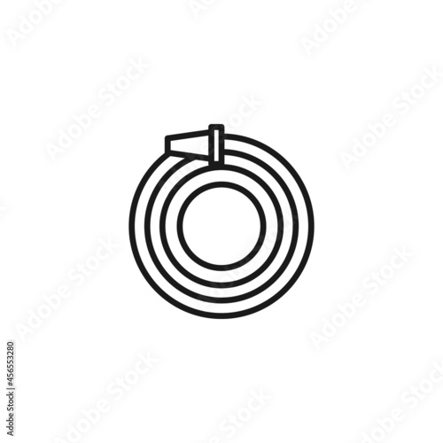 Editable stroke. Vector line icon of fire hose
