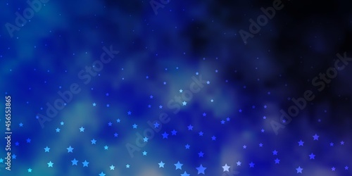 Dark Purple vector background with colorful stars.