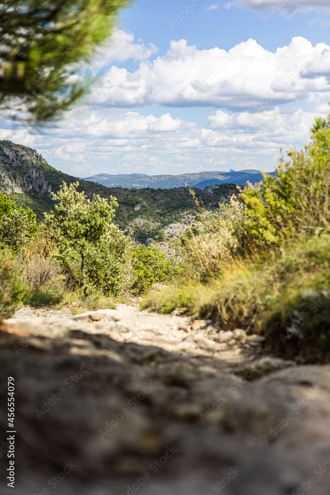 Paysage autour du sentier de randonnée des Fenestrettes à Saint-Guilhem-le-Désert (Occitanie, France) Paysage autour du sentier de randonnée des Fenestrettes à Saint-Guilhem-le-Désert (Occitanie, France)