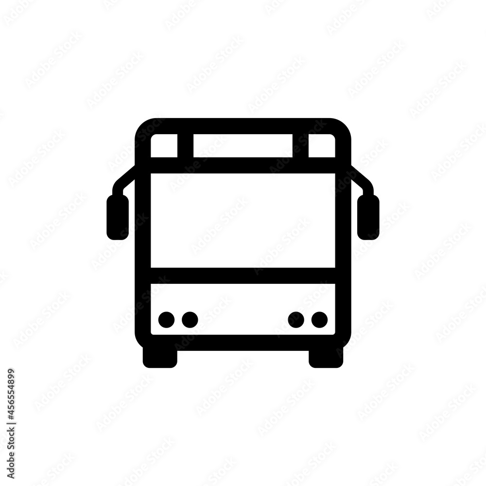 Bus icon. Black contour linear silhouette. Front view. Vector simple flat graphic illustration. The isolated object on a white background. Isolate. Bus icon. Black contour linear silhouette. Front view. Vector simple flat graphic illustration. The isolated object on a white background. Isolate.