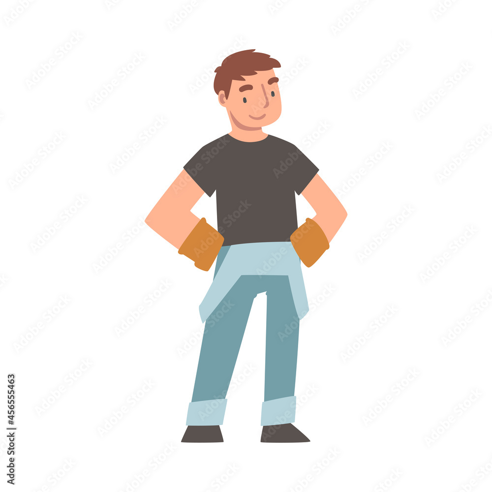 Handyman or Fixer as Skilled Man in Overall and Gloves Engaged in Home Repair Work Vector Illustration Handyman or Fixer as Skilled Man in Overall and Gloves Engaged in Home Repair Work Vector Illustration