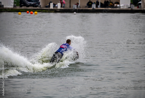 breathtaking stunts on a water bike in open water in Krylatskoye in Moscow at the international championship 