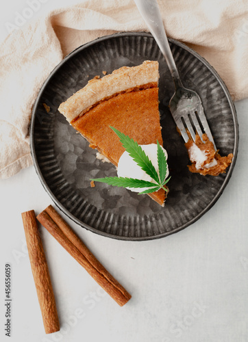 Cannabis Pumpkin Pie. Deliciously moist pumpkin infused with marijuana makes a tasty fall dessert.