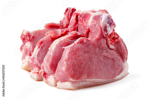 Pork chopped into steaks