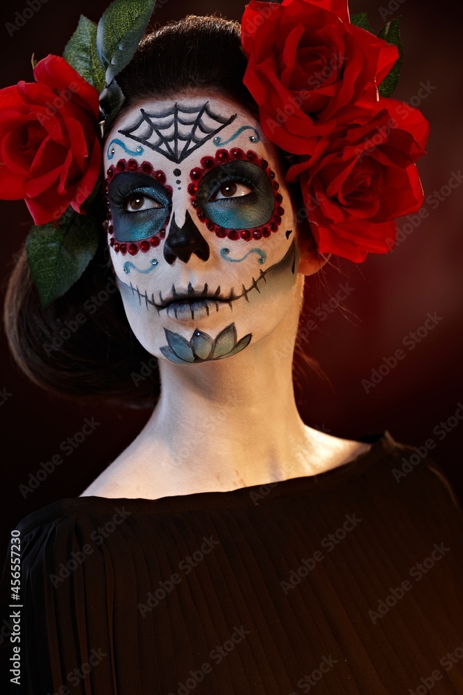 Portrait of woman in halloween mask. Portrait of woman in halloween mask.