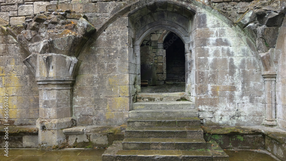 arched ancient entrance, Abbey Nave & Palace, Dunfermline, Scotland