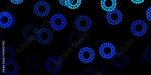 Dark blue, green vector backdrop with virus symbols.