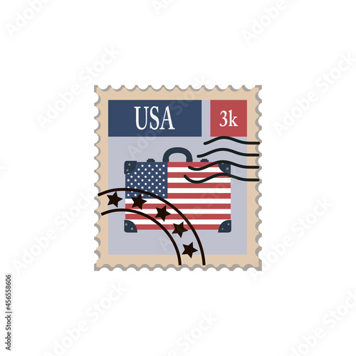Сanceled postage stamp. Vector mark illustration for gluing on the envelope. USA.