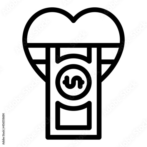 Money love icon outline vector. Finance charity. Social gift