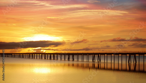 Sunset Over Mozambique Island Bridge 