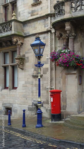 street lamp post in front of the city hall, Dunfermline, Scotland photo