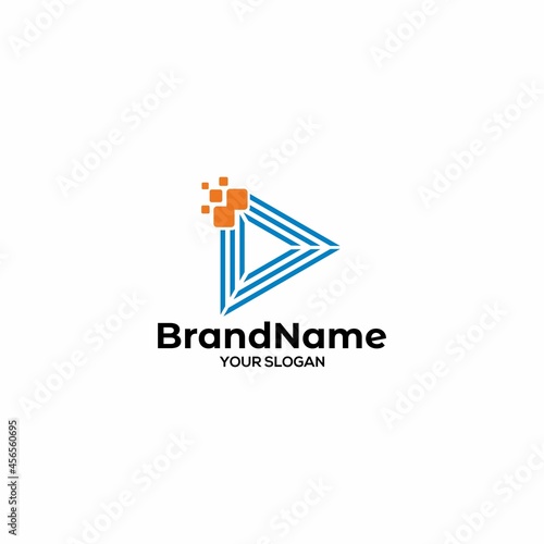 Triangle Digital Play Logo Design Vector