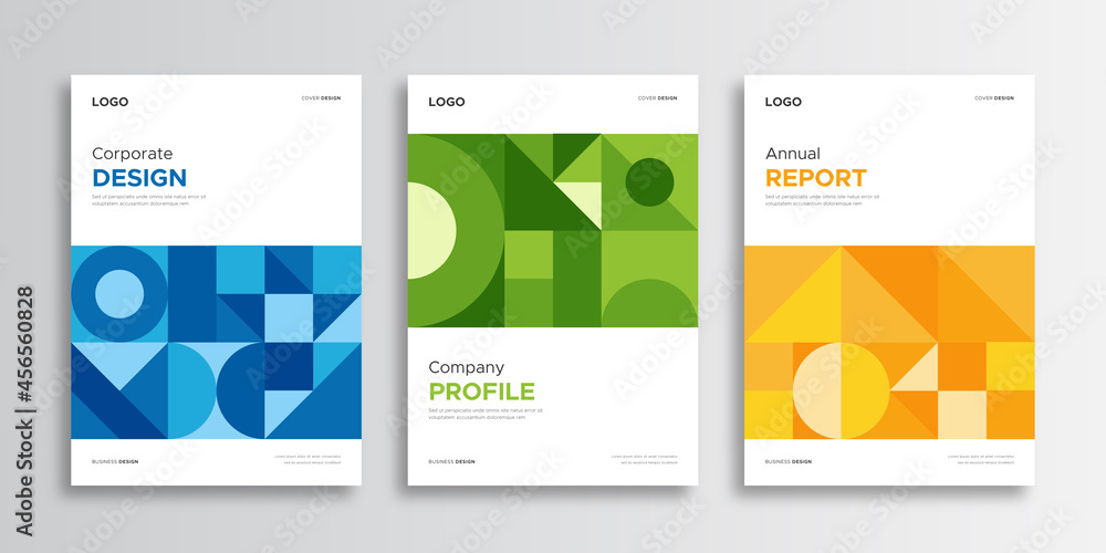 Modern geometric corporate business cover and flyer vector template set Modern geometric corporate business cover and flyer vector template set
